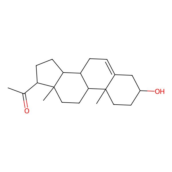 2D Structure of 1-[(3R,9S,10R,13S,14S,17S)-3-hydroxy-10,13-dimethyl-2,3,4,7,8,9,11,12,14,15,16,17-dodecahydro-1H-cyclopenta[a]phenanthren-17-yl]ethanone