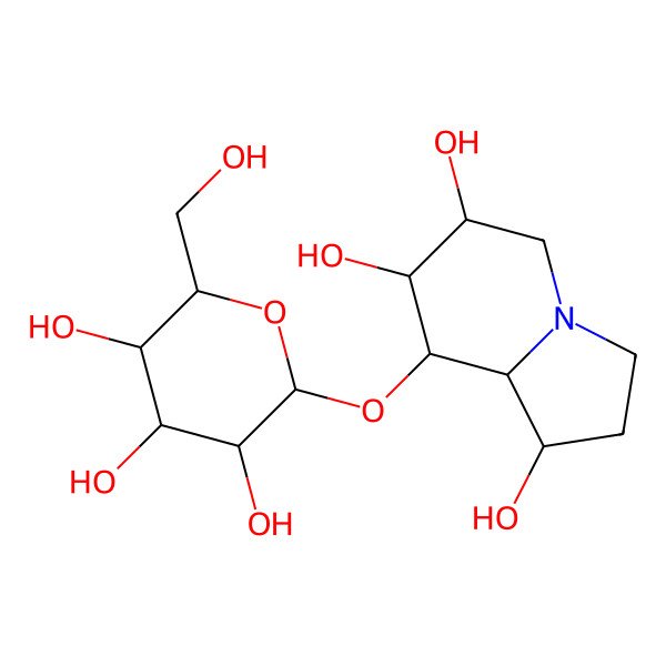 2D Structure of [(8aalpha)-Octahydro-1beta,6alpha,7beta-trihydroxyindolizin]-8alpha-yl beta-D-glucopyranoside