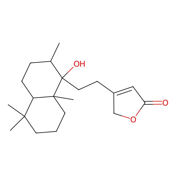 2D Structure of (8alpha)-9,16-Dihydroxylabda-13-ene-15-oic acid gamma-lactone