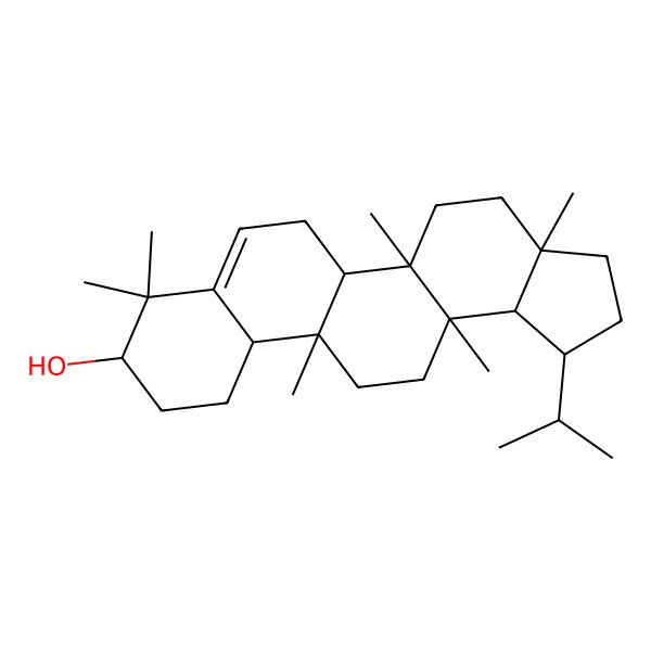2D Structure of (1S,3aS,5aS,5bR,9S,11aS,11bR,13aR)-3a,5a,8,8,11b,13a-hexamethyl-1-propan-2-yl-1,2,3,4,5,5b,6,9,10,11,11a,12,13,13b-tetradecahydrocyclopenta[a]chrysen-9-ol