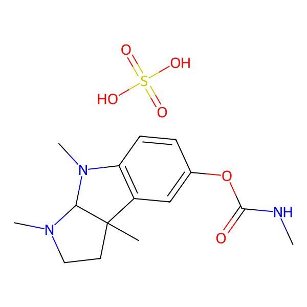 2D Structure of [(8bS)-3,4,8b-trimethyl-2,3a-dihydro-1H-pyrrolo[2,3-b]indol-7-yl] N-methylcarbamate;sulfuric acid