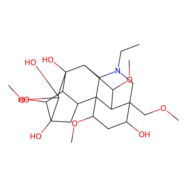 2D Structure of (1S,2R,3R,4R,5R,6S,7S,8R,10R,13R,14R,16S,17S,18R)-11-ethyl-6,16,18-trimethoxy-13-(methoxymethyl)-11-azahexacyclo[7.7.2.12,5.01,10.03,8.013,17]nonadecane-4,5,7,8,14-pentol
