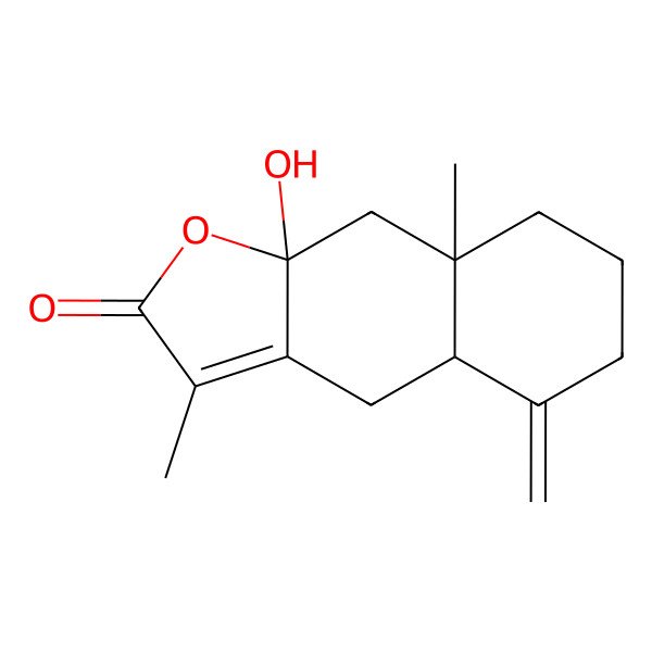 2D Structure of (4aS,8aS,9aS)-9a-hydroxy-3,8a-dimethyl-5-methylidene-4,4a,6,7,8,9-hexahydrobenzo[f][1]benzofuran-2-one