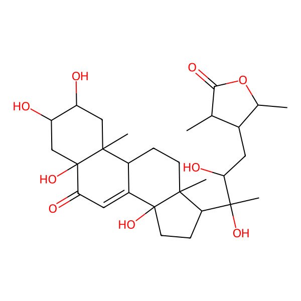 2D Structure of (3S,4S,5R)-4-[(2R,3R)-2,3-dihydroxy-3-[(2S,3R,5S,9R,10R,13R,14S,17S)-2,3,5,14-tetrahydroxy-10,13-dimethyl-6-oxo-1,2,3,4,9,11,12,15,16,17-decahydrocyclopenta[a]phenanthren-17-yl]butyl]-3,5-dimethyloxolan-2-one