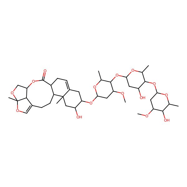 2D Structure of (4S,5R,7R,8R,13R,16S,19R,22R)-7-hydroxy-8-[(2R,4R,5S,6S)-5-[(2S,4S,5S,6R)-4-hydroxy-5-[(2S,4R,5S,6S)-5-hydroxy-4-methoxy-6-methyloxan-2-yl]oxy-6-methyloxan-2-yl]oxy-4-methoxy-6-methyloxan-2-yl]oxy-5,19-dimethyl-15,18,20-trioxapentacyclo[14.5.1.04,13.05,10.019,22]docosa-1(21),10-dien-14-one