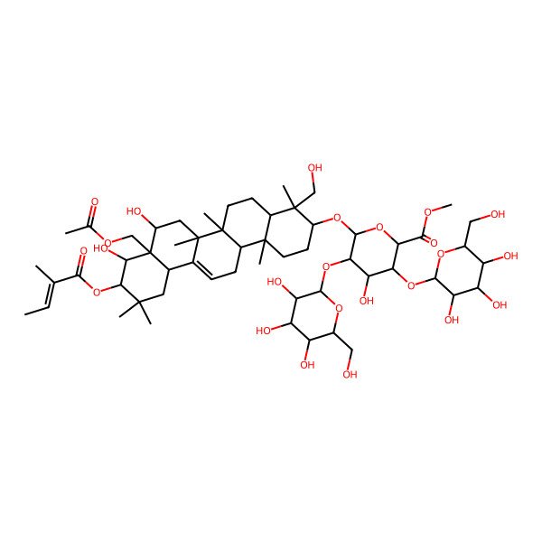 2D Structure of 3beta-[2-O,4-O-Di(beta-D-glucopyranosyl)-6-O-methyl-6-oxo-beta-D-glucopyranosyloxy]oleana-12-ene-16alpha,21beta,22alpha,24,28-pentol 21-[(Z)-2-methyl-2-butenoate]28-acetate