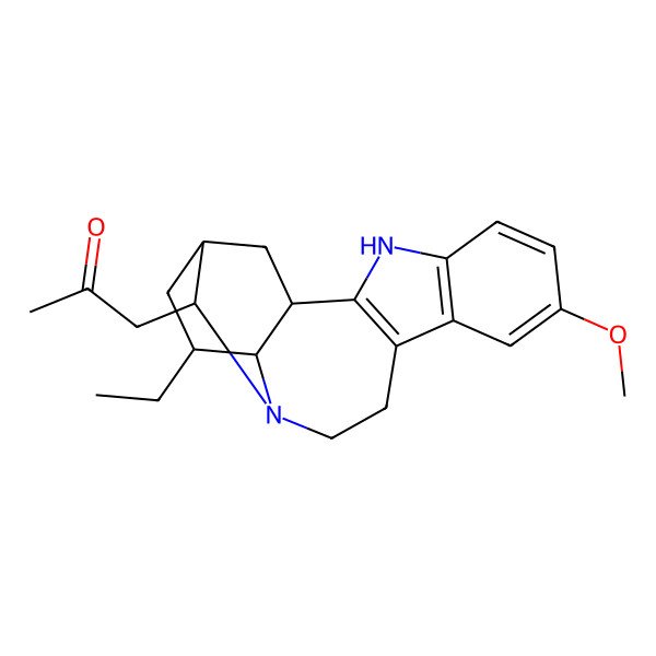 2D Structure of 1-[(1R,14R,15S,17S,18S)-17-ethyl-7-methoxy-3,13-diazapentacyclo[13.3.1.02,10.04,9.013,18]nonadeca-2(10),4(9),5,7-tetraen-14-yl]propan-2-one