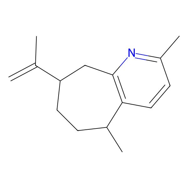 2D Structure of (8R)-2,5-dimethyl-8-prop-1-en-2-yl-6,7,8,9-tetrahydro-5H-cyclohepta[b]pyridine