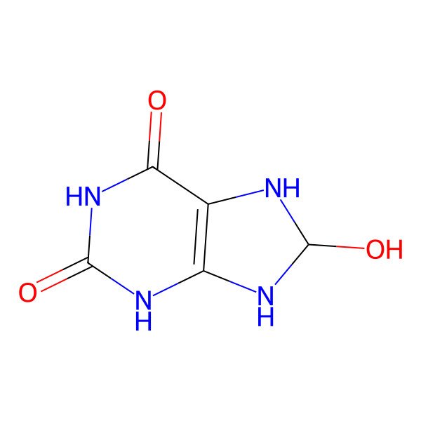 2D Structure of (8S)-8-hydroxy-3,7,8,9-tetrahydropurine-2,6-dione