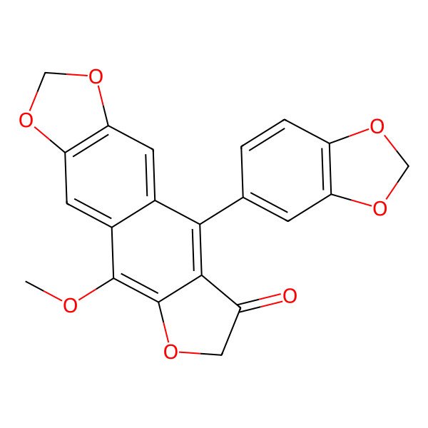 2D Structure of 9-(1,3-Benzodioxol-5-yl)-5-methoxy-[1]benzofuro[6,5-f][1,3]benzodioxol-8-one