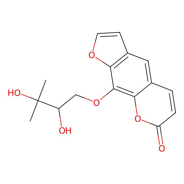 2D Structure of 9-(2,3-Dihydroxy-3-methylbutoxy)furo[3,2-g]chromen-7-one