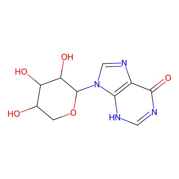 2D Structure of 9-[(2R,3R,4R,5R)-3,4,5-trihydroxyoxan-2-yl]-3H-purin-6-one