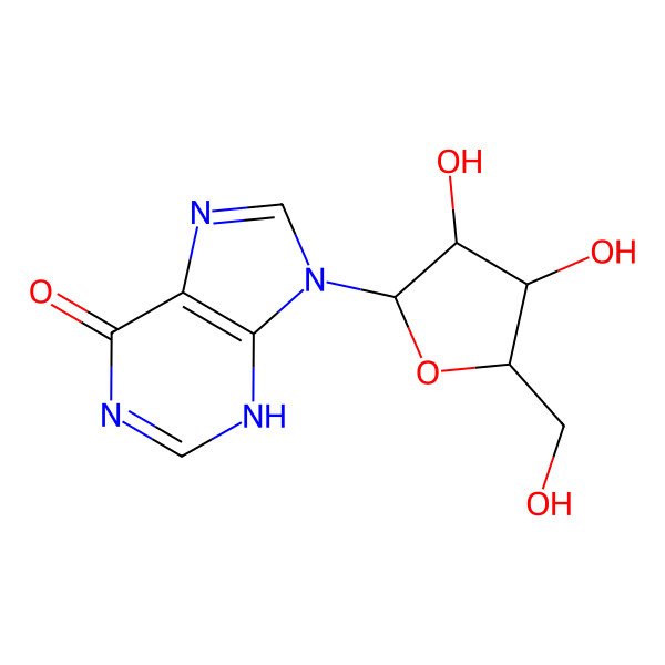 2D Structure of 9-[(2R,3R,4S,5R)-3,4-dihydroxy-5-(hydroxymethyl)oxolan-2-yl]-3H-purin-6-one
