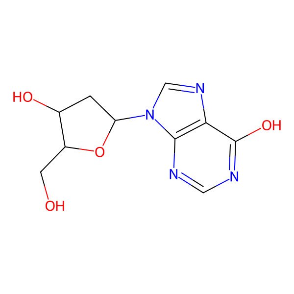 2D Structure of 9-[(2R,4S,5R)-4-hydroxy-5-(hydroxymethyl)oxolan-2-yl]purin-6-ol