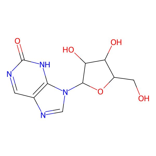 2D Structure of 9-[(3R,4S,5R)-3,4-dihydroxy-5-(hydroxymethyl)oxolan-2-yl]-3H-purin-2-one