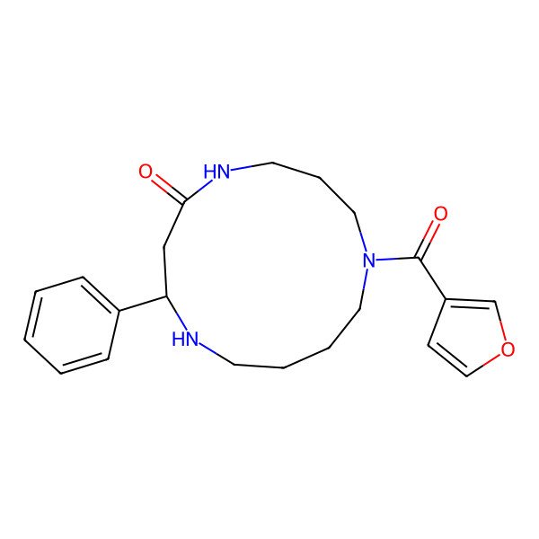 2D Structure of 9-(Furan-3-carbonyl)-2-phenyl-1,5,9-triazacyclotridecan-4-one