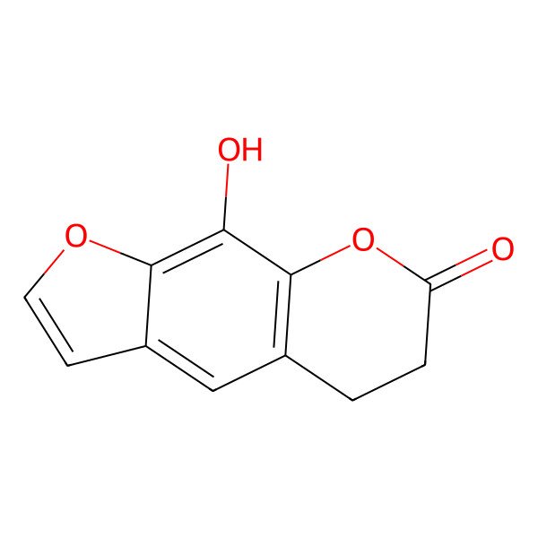 2D Structure of 9-Hydroxy-5,6-dihydrofuro[3,2-g]chromen-7-one