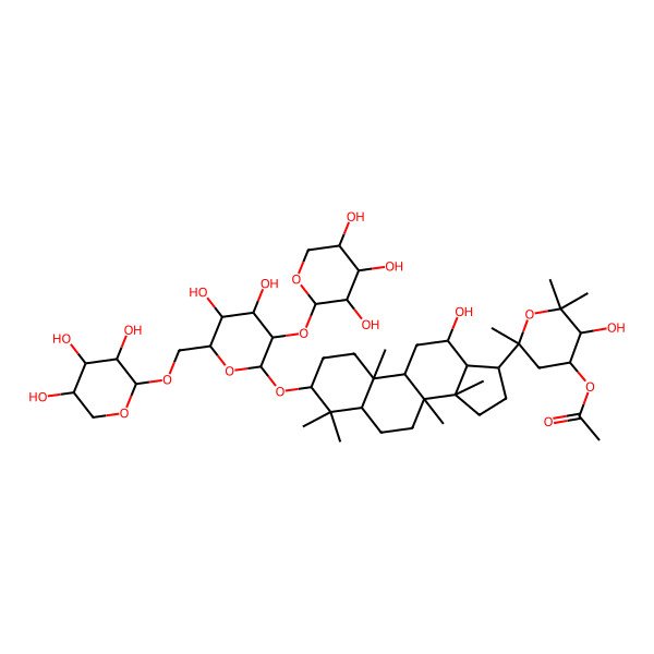 2D Structure of (20S,23S,24R)-23-Acetoxy-20,25-epoxy-3beta-[(2-O,6-O-di-beta-D-xylopyranosyl-beta-D-glucopyranosyl)oxy]dammarane-12beta,24-diol