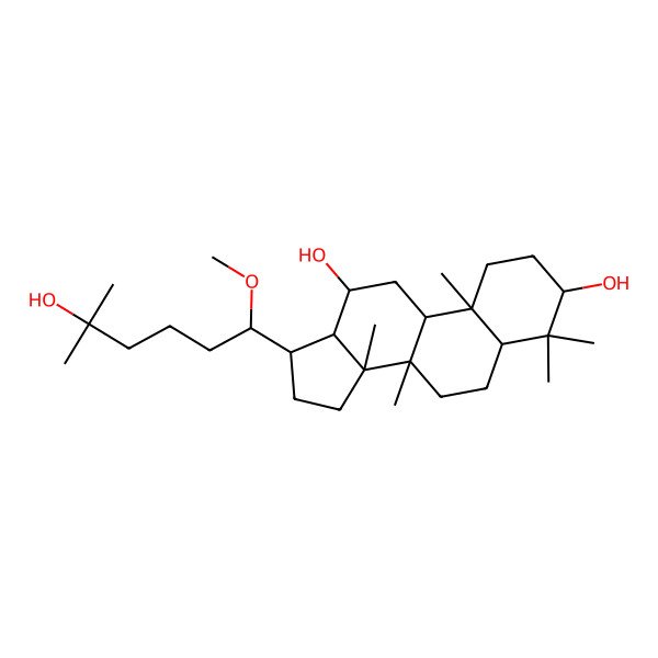 2D Structure of (3S,5R,8R,9R,10R,12R,13R,14R,17S)-17-[(1R)-5-hydroxy-1-methoxy-5-methylhexyl]-4,4,8,10,14-pentamethyl-2,3,5,6,7,9,11,12,13,15,16,17-dodecahydro-1H-cyclopenta[a]phenanthrene-3,12-diol