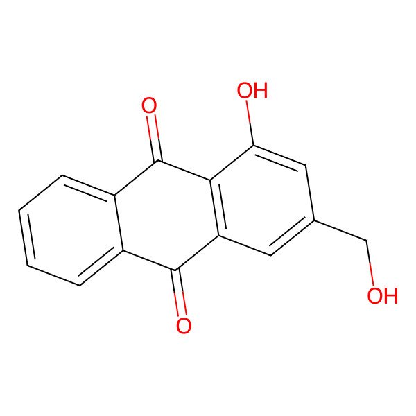 2D Structure of 9,10-Anthracenedione, 1-hydroxy-3-(hydroxmethyl)- 2D Structure of 9,10-Anthracenedione, 1-hydroxy-3-(hydroxmethyl)-