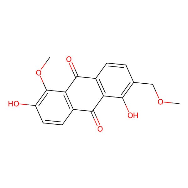 2D Structure of 9,10-Anthracenedione, 1,6-dihydroxy-5-methoxy-2-(methoxymethyl)- 2D Structure of 9,10-Anthracenedione, 1,6-dihydroxy-5-methoxy-2-(methoxymethyl)-