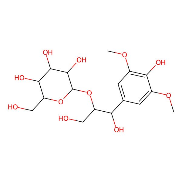 2D Structure of (2R,3R,4S,5S,6R)-2-[(1S,2S)-1,3-dihydroxy-1-(4-hydroxy-3,5-dimethoxyphenyl)propan-2-yl]oxy-6-(hydroxymethyl)oxane-3,4,5-triol