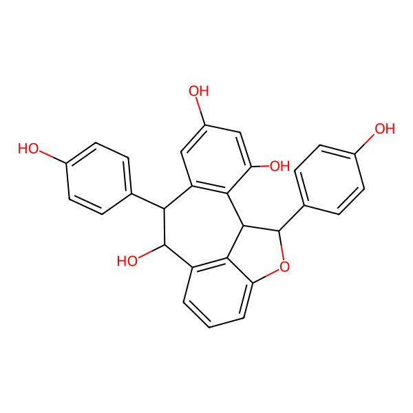 2D Structure of (1S,8S,9R,16S)-8,16-bis(4-hydroxyphenyl)-15-oxatetracyclo[8.6.1.02,7.014,17]heptadeca-2(7),3,5,10(17),11,13-hexaene-3,5,9-triol
