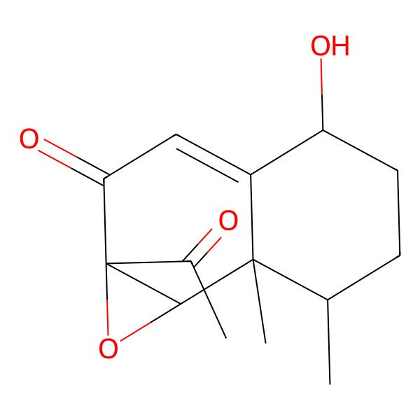 2D Structure of (1aS,4R,7S,7aR,7bR)-1a-acetyl-4-hydroxy-7,7a-dimethyl-5,6,7,7b-tetrahydro-4H-naphtho[1,2-b]oxiren-2-one