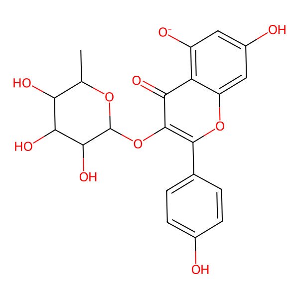 2D Structure of 7-hydroxy-2-(4-hydroxyphenyl)-4-oxo-3-[(2R,3R,4R,5R,6S)-3,4,5-trihydroxy-6-methyloxan-2-yl]oxychromen-5-olate