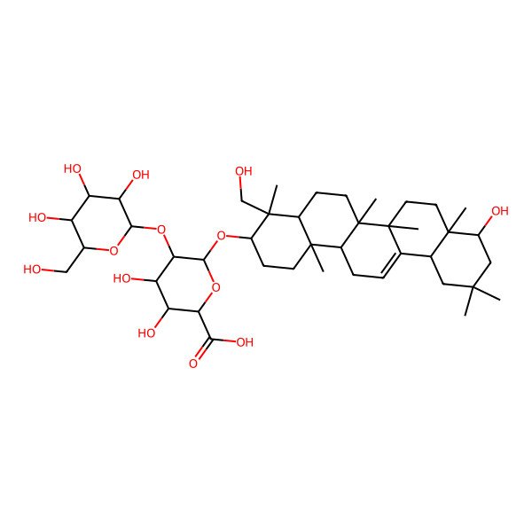 2D Structure of (3beta,4beta,21alpha)-21,23-dihydroxyolean-12-en-3-yl-2-O-beta-D-galactopyranosyl-beta-D-Glucopyranosiduronic acid