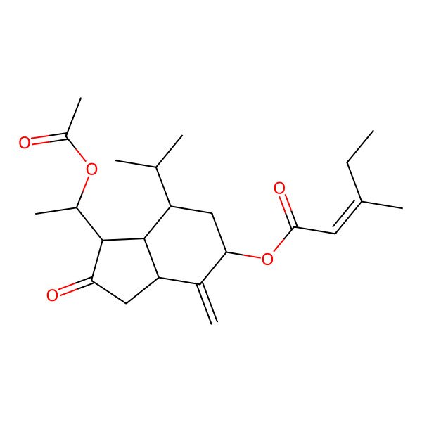2D Structure of [(1S,3aS,5R,7S,7aS)-1-[(1R)-1-acetyloxyethyl]-4-methylidene-2-oxo-7-propan-2-yl-3,3a,5,6,7,7a-hexahydro-1H-inden-5-yl] (E)-3-methylpent-2-enoate