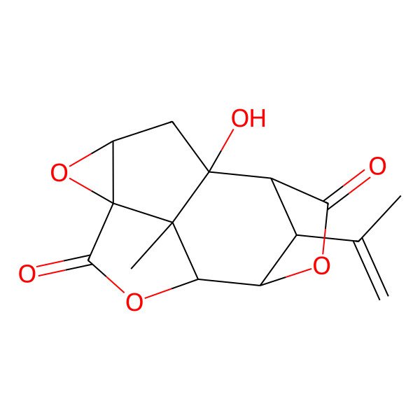 2D Structure of (1R,3S,5S,8S,9S,12R,13R,14R)-1-hydroxy-13-methyl-14-prop-1-en-2-yl-4,7,10-trioxapentacyclo[6.4.1.19,12.03,5.05,13]tetradecane-6,11-dione