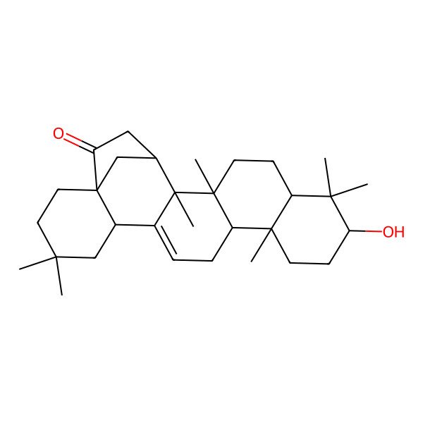 2D Structure of (1S,6S,11R,14S,19R,21S)-14-hydroxy-4,4,11,15,15,19,20-heptamethylhexacyclo[19.2.1.01,6.07,20.010,19.011,16]tetracos-7-en-23-one