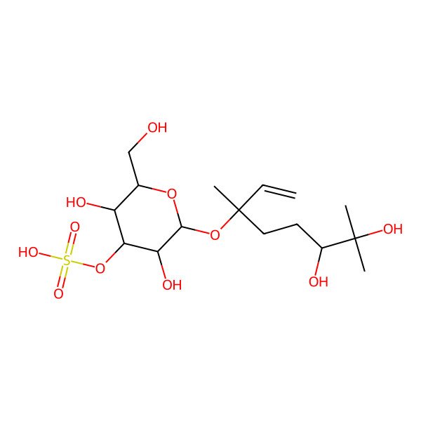 2D Structure of [(2S,3R,4S,5R,6R)-2-[(3S,6R)-6,7-dihydroxy-3,7-dimethyloct-1-en-3-yl]oxy-3,5-dihydroxy-6-(hydroxymethyl)oxan-4-yl] hydrogen sulfate