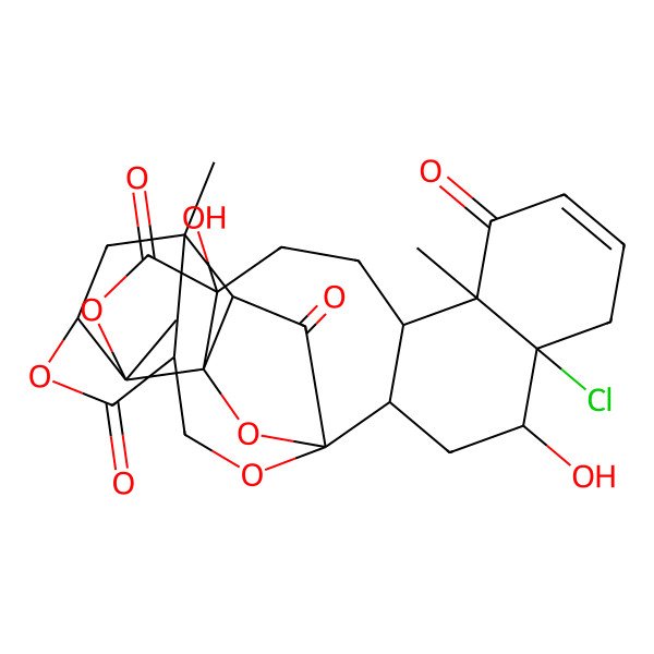 2D Structure of (1R,2S,5S,14R,15R,18R,21S,24R,26S,27R)-14-chloro-5,15-dihydroxy-2,9,26-trimethyl-3,19,23,28-tetraoxaoctacyclo[16.9.1.118,27.01,5.02,24.08,17.09,14.021,26]nonacos-11-ene-4,10,22,29-tetrone