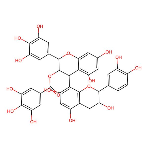 2D Structure of (2R,2'R)-2alpha-(3,4,5-Trihydroxyphenyl)-2'alpha-(3,4-dihydroxyphenyl)-3alpha-(galloyloxy)-4beta,8'-bichroman-3'beta,5,5',7,7'-pentol