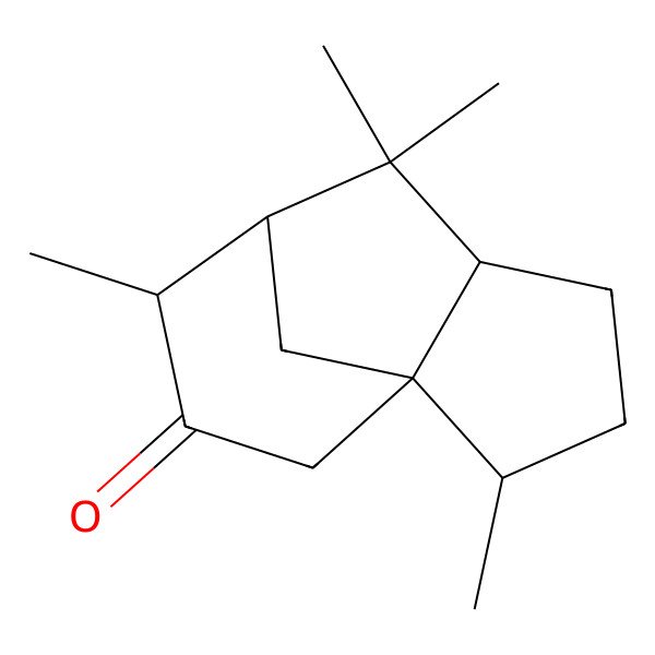 2D Structure of [3R-(3alpha,3abeta,6alpha,7beta,8aalpha)]-hexahydro-3,6,8,8-tetramethyl-1H-3a,7-methanoazulen-5(4H)-one