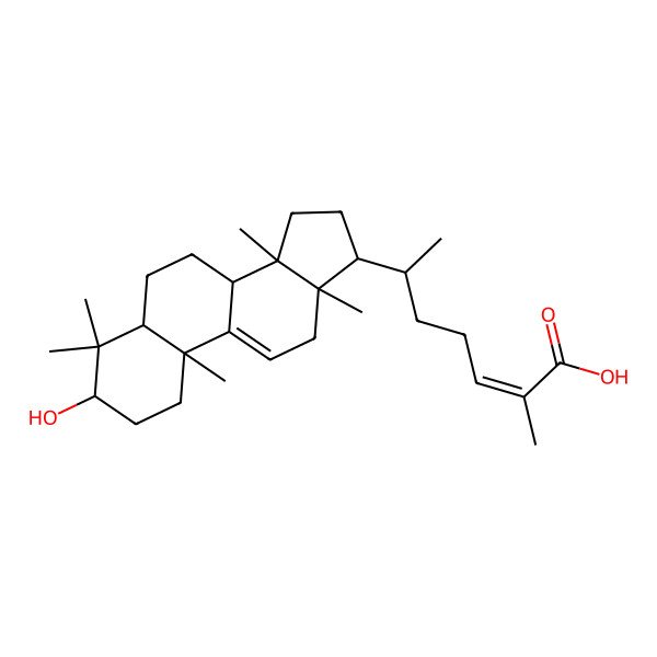 2D Structure of (Z,6R)-6-[(3S,5R,8S,10S,13R,14S,17R)-3-hydroxy-4,4,10,13,14-pentamethyl-2,3,5,6,7,8,12,15,16,17-decahydro-1H-cyclopenta[a]phenanthren-17-yl]-2-methylhept-2-enoic acid