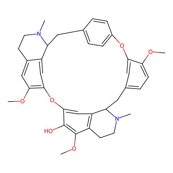 2D Structure of (10S,23S)-18,28,36-trimethoxy-9,24-dimethyl-2,16-dioxa-9,24-diazaheptacyclo[21.6.2.23,6.212,15.117,21.05,10.027,31]hexatriaconta-1(29),3(36),4,6(35),12(34),13,15(33),17,19,21(32),27,30-dodecaen-29-ol
