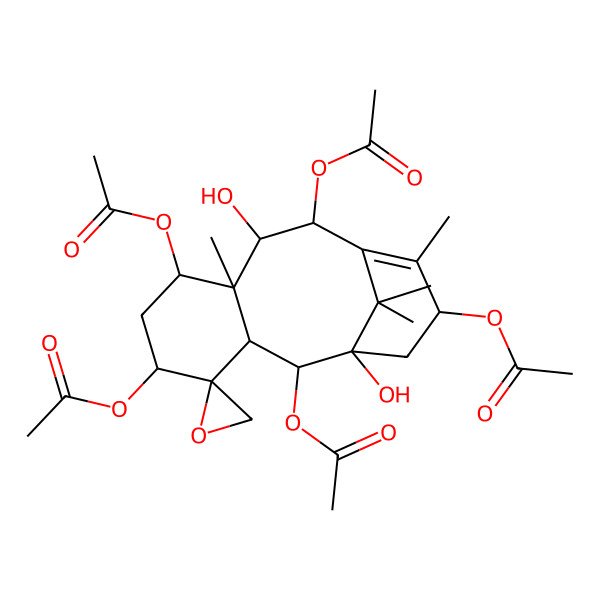 2D Structure of [(1'S,2S,2'S,3'R,5'S,7'S,8'R,9'R,10'R,13'S)-2',5',10',13'-tetraacetyloxy-1',9'-dihydroxy-8',12',15',15'-tetramethylspiro[oxirane-2,4'-tricyclo[9.3.1.03,8]pentadec-11-ene]-7'-yl] acetate