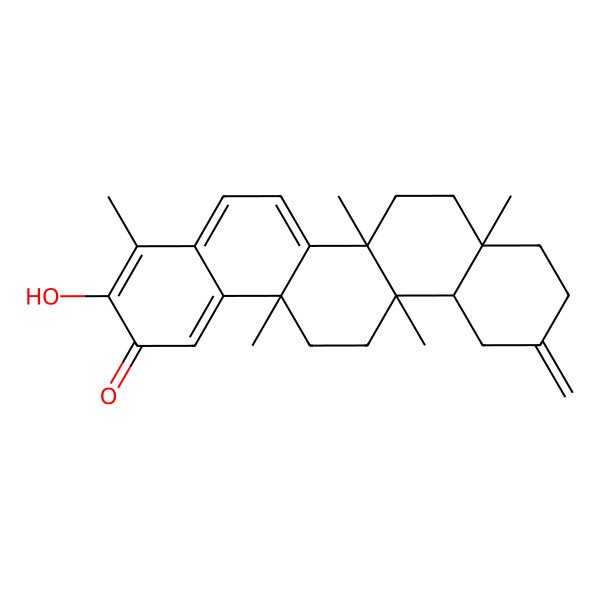 2D Structure of 24,25,26,30-Tetranoroleana-1(10),3,5,7,20(29)-pentaen-2-one,3-hydroxy-9,13-dimethyl-, (9beta,13alpha,14beta)-