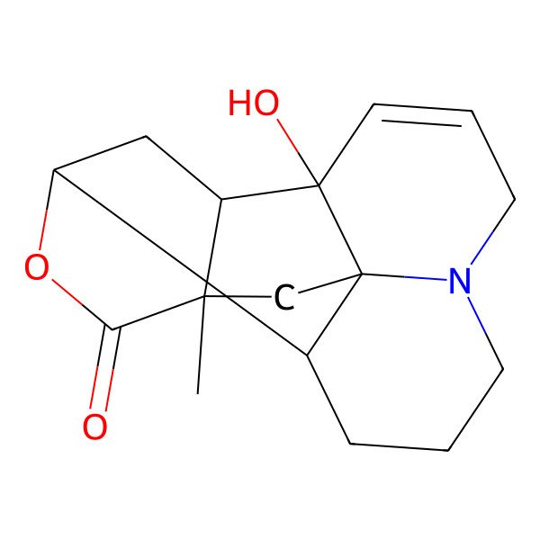 2D Structure of 1,5:4,12b-Dimethano-1H,3H,12bH-oxocino[3,4,5-ij]quinolizin-3-one, 4,5,5a,8,10,11,12,12a-octahydro-5a-hydroxy-4-methyl-, [1R-(1alpha,4beta,5alpha,5abeta,12aalpha,12bbeta)]-