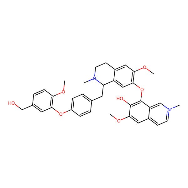 2D Structure of 8-[[(1S)-1-[[4-[5-(hydroxymethyl)-2-methoxyphenoxy]phenyl]methyl]-6-methoxy-2-methyl-3,4-dihydro-1H-isoquinolin-7-yl]oxy]-6-methoxy-2-methylisoquinolin-2-ium-7-ol