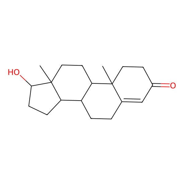 2D Structure of (10R,13S,17S)-17-hydroxy-10,13-dimethyl-1,2,6,7,8,9,11,12,14,15,16,17-dodecahydrocyclopenta[a]phenanthren-3-one