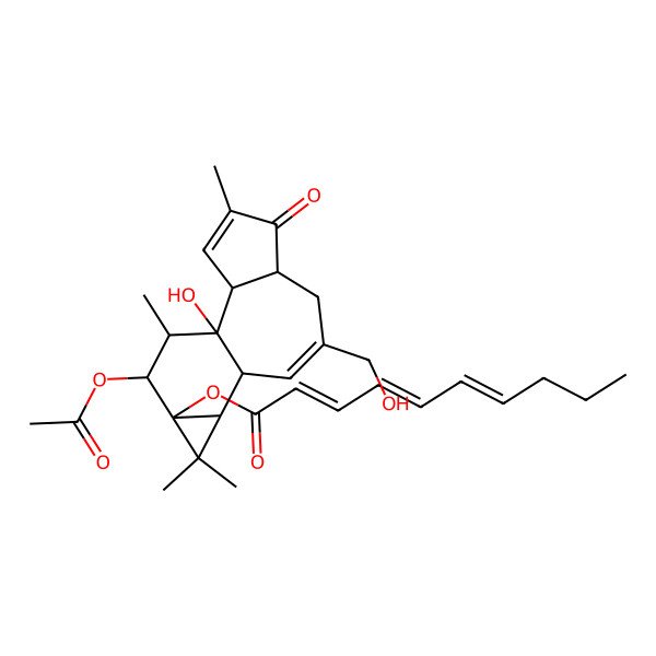 2D Structure of [(1S,2R,6S,10S,11R,13S,14R)-14-acetyloxy-1-hydroxy-8-(hydroxymethyl)-4,12,12,15-tetramethyl-5-oxo-13-tetracyclo[8.5.0.02,6.011,13]pentadeca-3,8-dienyl] (2Z,4E,6E)-deca-2,4,6-trienoate