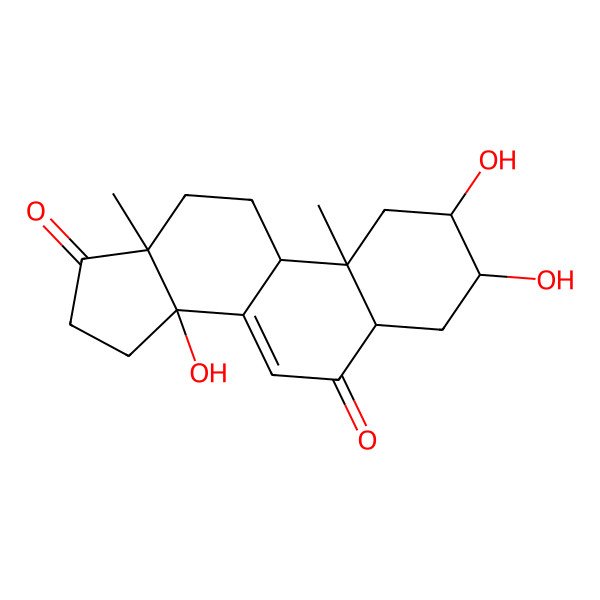 2D Structure of (2S,3R,5R,10R,13S,14R)-2,3,14-trihydroxy-10,13-dimethyl-1,2,3,4,5,9,11,12,15,16-decahydrocyclopenta[a]phenanthrene-6,17-dione