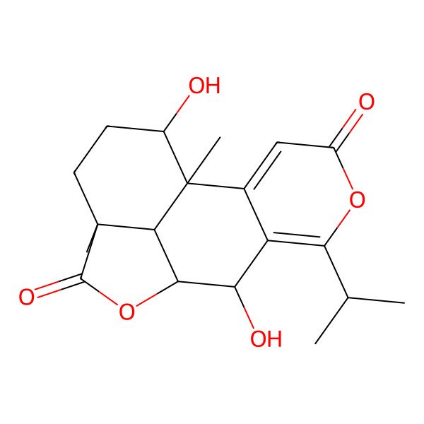 2D Structure of (1S,8R,9S,12S,15R)-8,15-dihydroxy-1,12-dimethyl-6-propan-2-yl-5,10-dioxatetracyclo[7.6.1.02,7.012,16]hexadeca-2,6-diene-4,11-dione