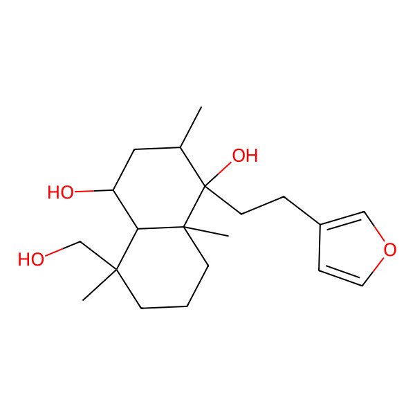 2D Structure of (1R,3R,4R,4aS,8S,8aR)-4-[2-(furan-3-yl)ethyl]-8-(hydroxymethyl)-3,4a,8-trimethyl-2,3,5,6,7,8a-hexahydro-1H-naphthalene-1,4-diol