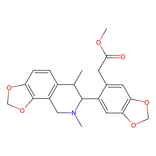 2D Structure of methyl 2-[6-(6,8-dimethyl-7,9-dihydro-6H-[1,3]dioxolo[4,5-h]isoquinolin-7-yl)-1,3-benzodioxol-5-yl]acetate