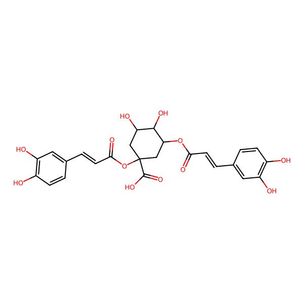 2D Structure of (1S,3R,4R,5R)-1,3-bis[3-(3,4-dihydroxyphenyl)prop-2-enoyloxy]-4,5-dihydroxycyclohexane-1-carboxylic acid